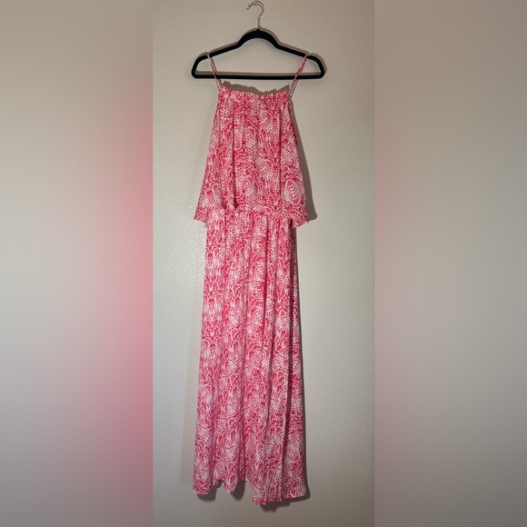 NY Collection Salmon & White Abstract Print Maxi Dress | Size Large | NWT - Picture 2 of 4